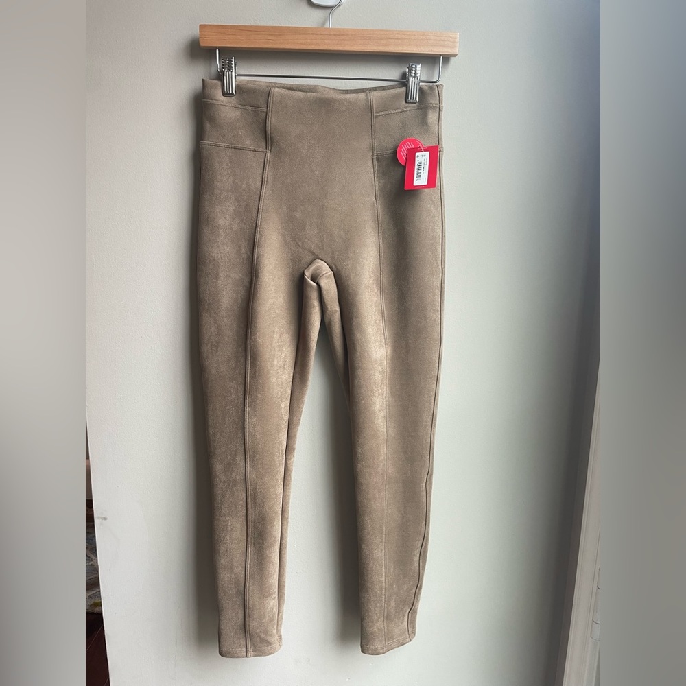NWT SPANX Small/Petite faux suede leggings in color Camel